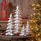Flocked White Pine Tree with Carved Design Set